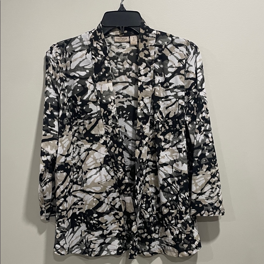 Chico's Black and Cream Abstract Jacket